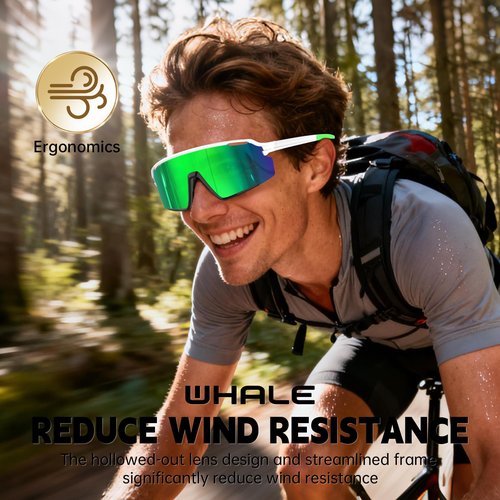 Whale Polarised Sports Sunglasses with UV400 Protection - Unisex Suitable for running, cycling, driving, fishing and baseball (White)