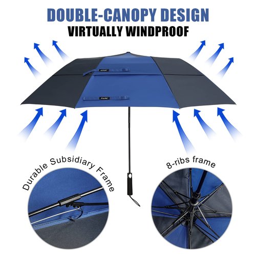 G4Free 62 Inch Automatic Open Golf Umbrella Extra Large Oversize Double Canopy Vented Windproof Waterproof Umbrella for Men Women