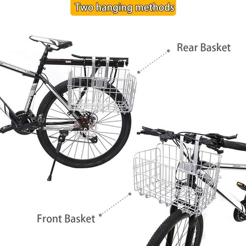 Bike Basket Front Multifunction Folding Bicycle Front Basket high-Capacity Metal Front Back Basket Carry Dog pet Fruit Save Space