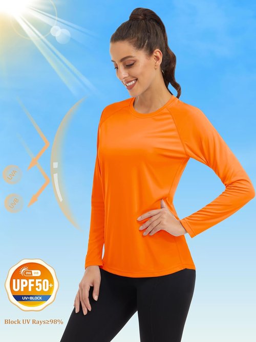 MAGCOMSEN Women's Long Sleeve Shirts UPF 50+ Sun Protection Shirts for Hiking Fishing Workout Rash Guard