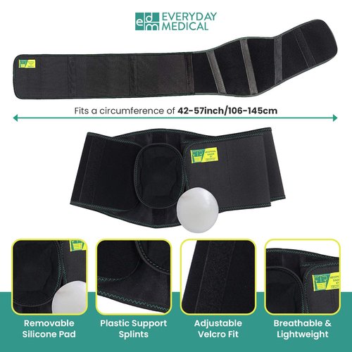 Everyday Medical Umbilical Hernia Belt for Men & Women - Abdominal Binder Post Surgery Compression Garment w/Removable Abdominal Pads, Belly Support Band for Epigastric, Navel & Ventral Hernias-L/XL