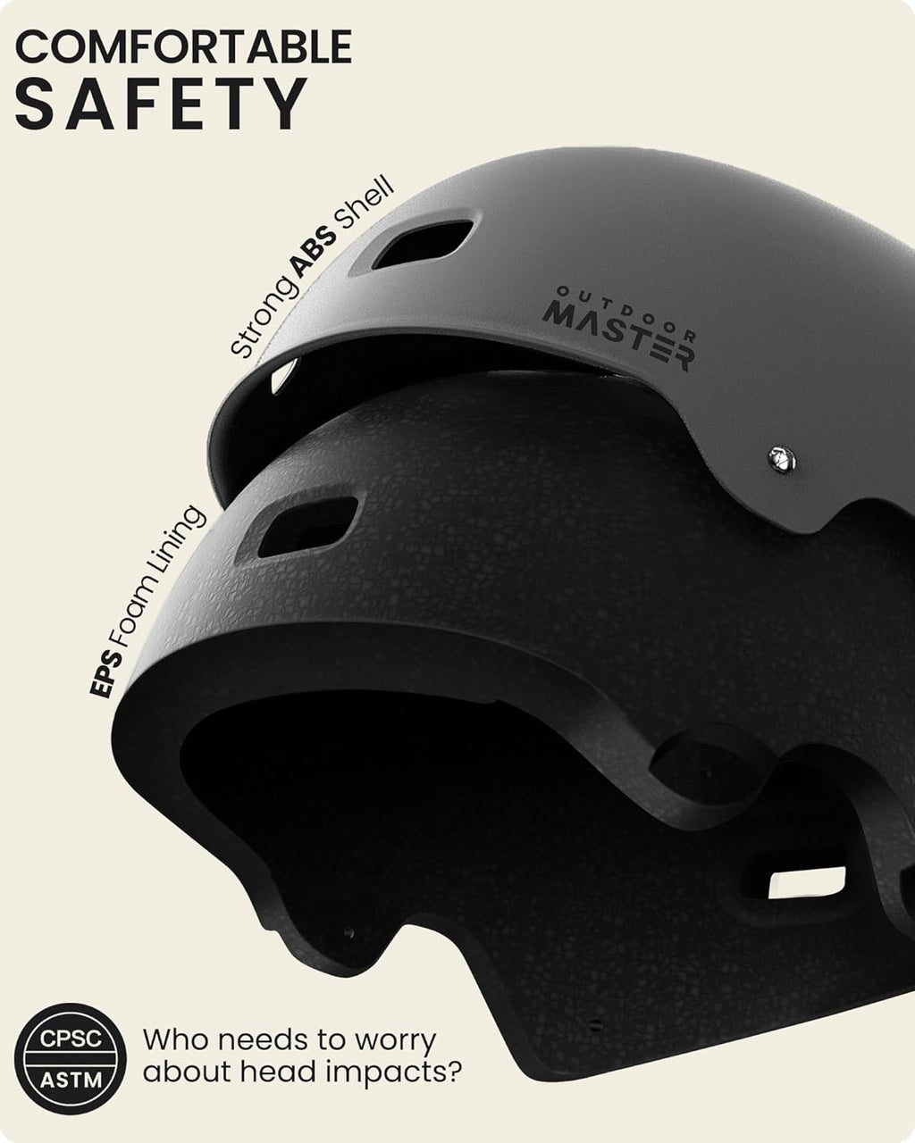 OutdoorMaster Skateboard Helmet - Multi-Sport Ventilation with Two Removable Liners | For Kids, Youth & Adults