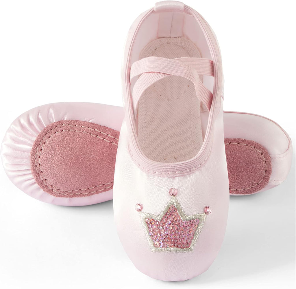 TRIPLE DEER Ballet Shoes for Girls - Soft Leather Split Sole Dance Slippers | Toddler to Big Kid Sizes