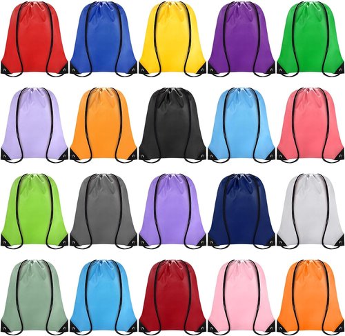 Grneric Drawstring Backpack - 20 Pack Colorful Cinch Sacks for Gym, Sports, Beach & Travel
