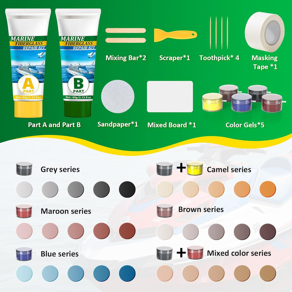 Skiennix Marine Fiberglass Repair Kit - 120g Gel Coat Epoxy Filler for Boats | Fix Holes, Chips & Cracks