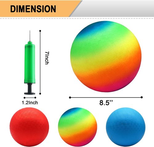 Four Square Balls | 8.5 Inch Playground Ball for Kids - Perfect for Dodgeball, Kickball & Handball Games