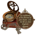 Engraved Go Confidently Brass Compass Quote Gift for Men, Dad, Son - Solid Brass, Antique Finish, Water Resistant, Motivational Quote, Unique Gift for Him or Her
