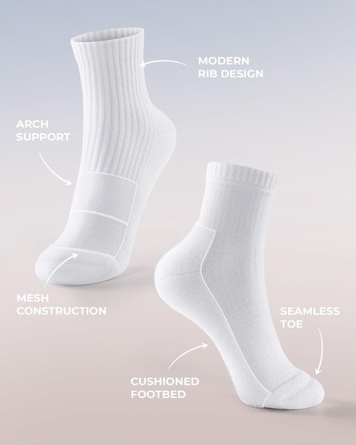 FITRELL Women's Ankle Athletic Socks - Cushioned & Thick for Running | 5-6 Pairs