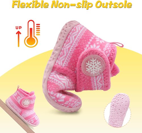 LeIsfIt Toddler Slippers - Warm, Lightweight Non-Slip House Shoes for Boys & Girls | Winter Boots