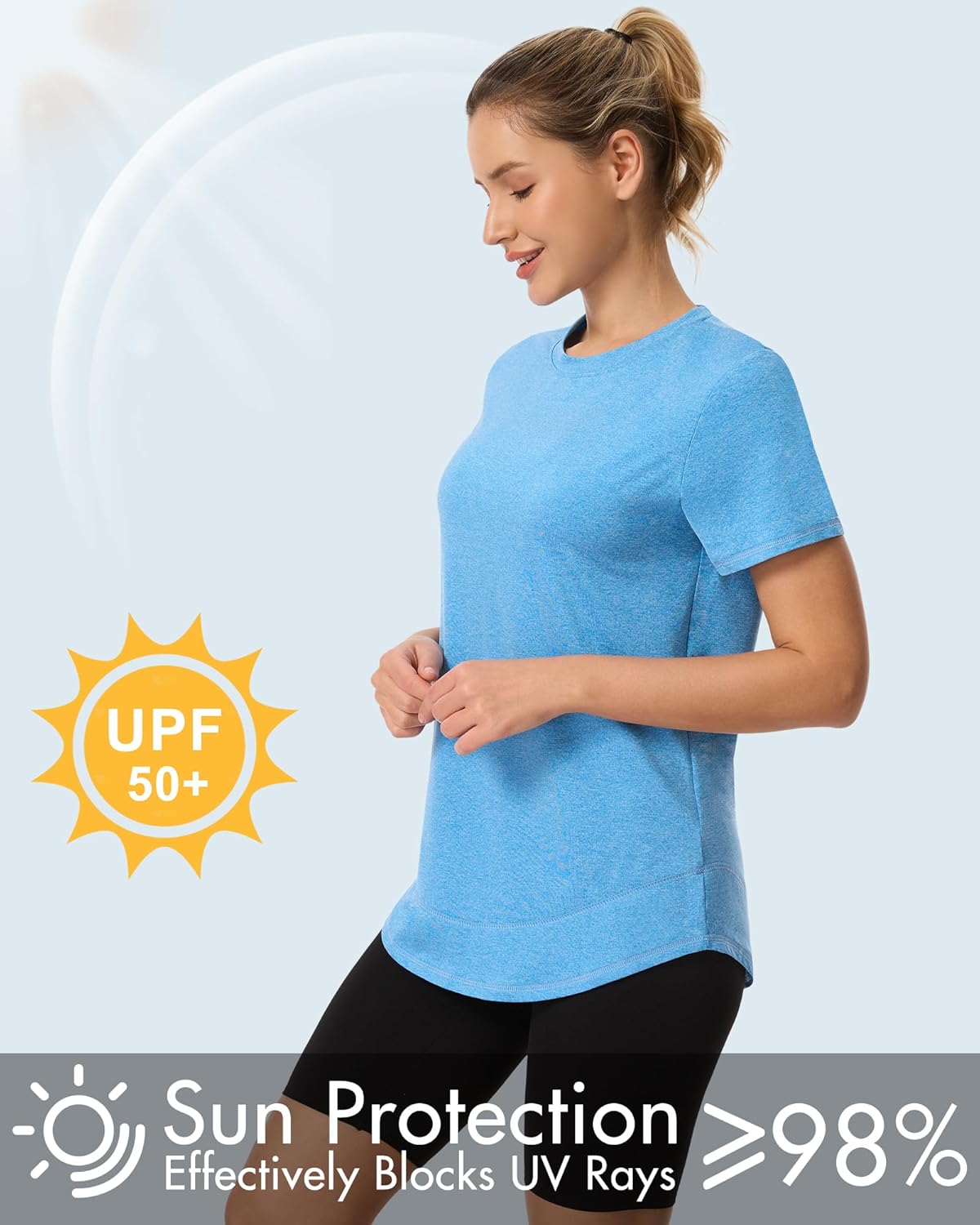 Skiennix Women's Workout Tops - UPF 50+ Sun Protection, Quick Dry, Loose Fit - 4 Pack