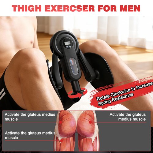 CYFIE Thigh Trainer for Women Men, Adjustable Inner Thigh Exerciser 0-135LBS, Thigh Toner & Booty Trainer with 5 Bands, Pelvic Floor Trainer & Kegel Exerciser Male, Home Gym Thigh Workout Equipment