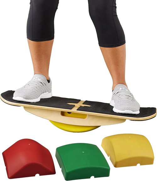 Blue Planet Balance Surfer - Bamboo Balance Board for Office & Yoga | Includes 3 EVA Foam Modules