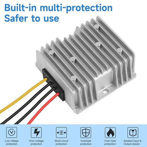 DC-DC 36V 48V to 12V 20A 240W Step Down Converter Golf Cart Voltage Regulator Reducer Transformer with Fuse Waterproof