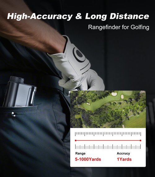 Golf Rangefinder with Slope, 1000 Yards Range Finder Golf, 6X Magnification, Flag Locking Vibration, Rechargeable Laser Range Finder