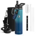 RAYMYLO Insulated Water Bottle 24 oz, Triple Wall Vacuum Stainless Steel (Cold for 24Hrs, Hot for 12Hrs), Leak Proof & Non-BPA, Modern Water Flask Jug with Paracord Handle & Straw Spout Lids