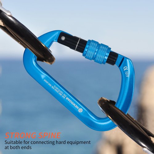 NewDoar CE Certified 30kN-6744lbs Climbing Carabiner Professional, Heavy Duty D Screwgate Clip, for Climbing,Rappelling,Hunting, Rescue