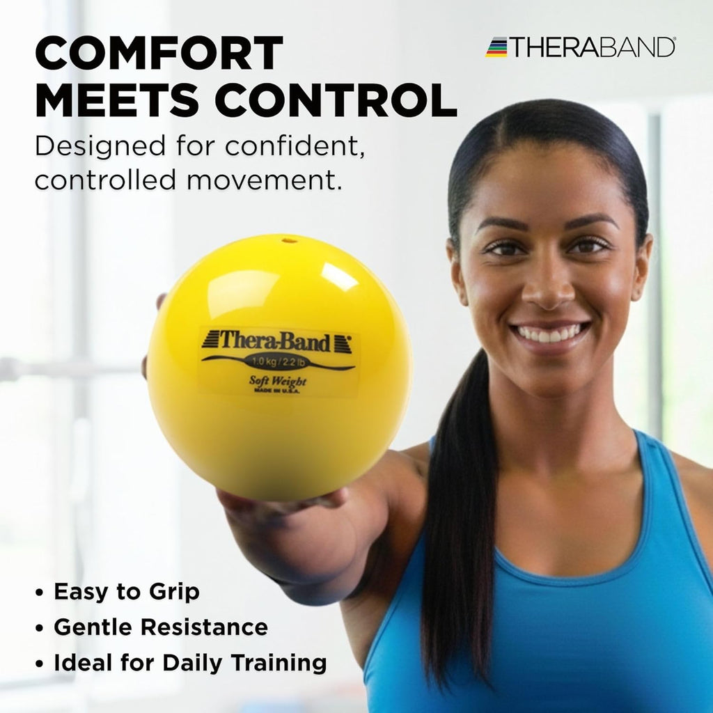TheraBand Soft Weight Exercise Ball - 2.2 Lb Isotonic Ball for Physical Therapy & Pilates | Portable & Easy to Grip