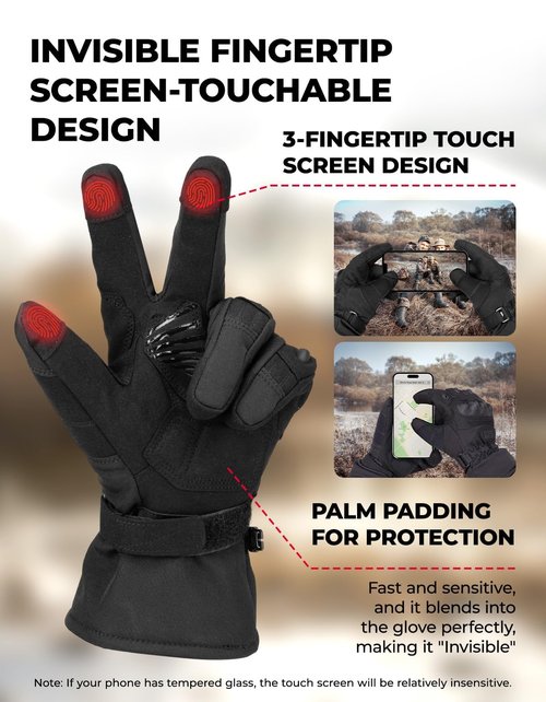 KEMIMOTO Tactical Gloves for Men, Winter Warm Motorcycle Gloves with Touchscreen Hard Shell & Palm Padding for Motorcycle Riding Tactical Airsoft Paintball Hiking Camping Climbing Black L