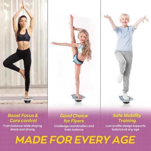 MUNNAR Flyer Cheer Stand - Cheerleading Balance Board for Flyer, Core Strength & Flexibility Training Board, Cheer Stand Practice Equipment for Stunts Training, Gymnastics Balance Trainer, Gray