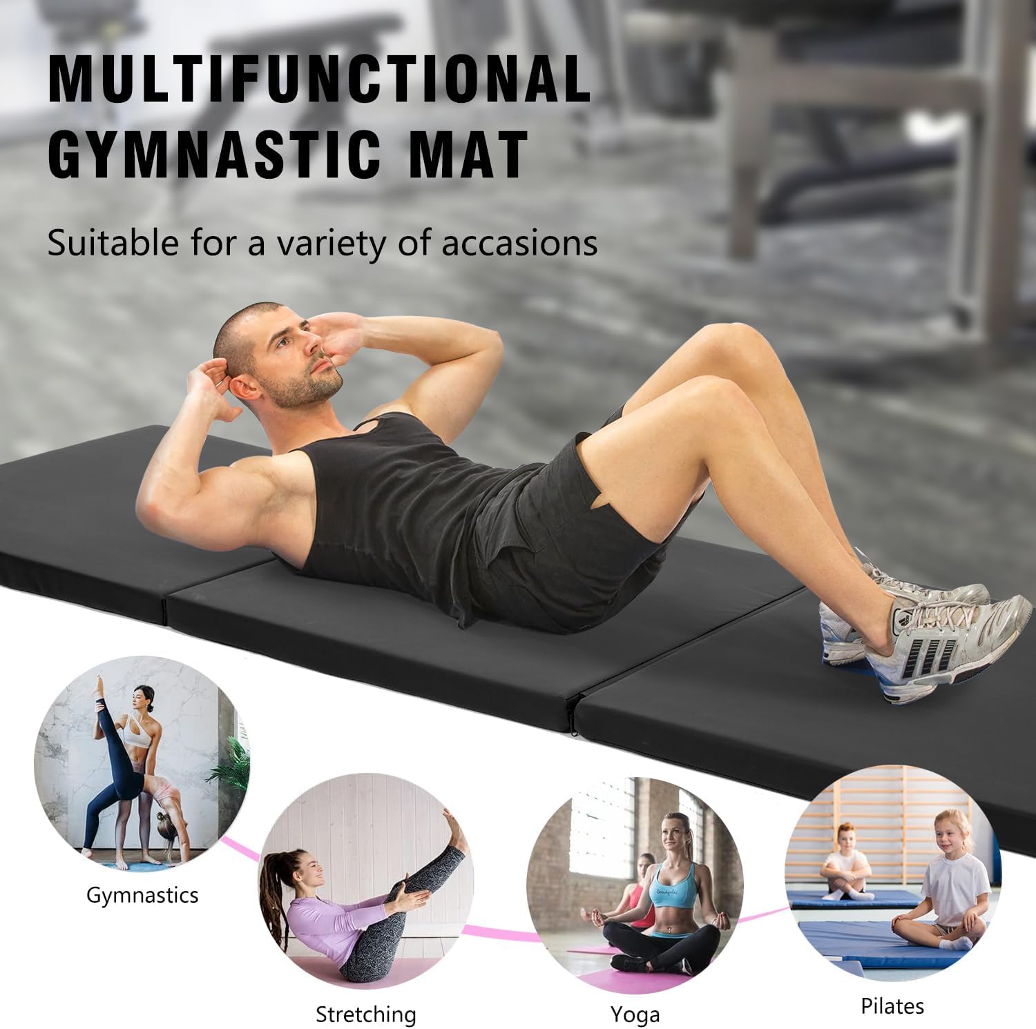 Skiennix Yoga Mat - Thick 2-Inch Workout Flooring for Home Gym | Foldable Foam for Kids & Adults