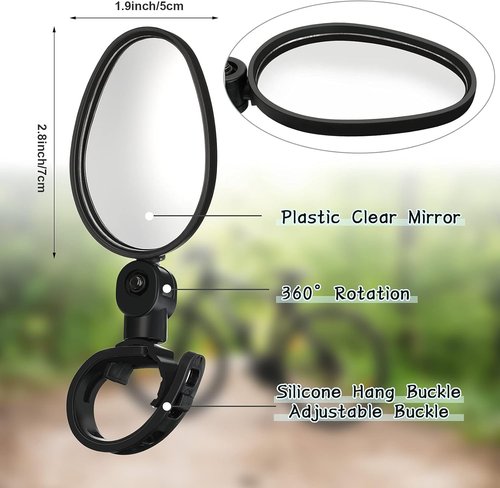 Hestya 360-Degree Adjustable Bike Mirror - Safe Rotatable Handlebar Accessory | 2 Pcs Set