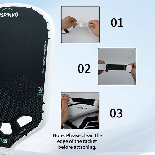 Vispinvo Pickleball Paddle Edge Tape - 3 Pack | 23/26mm Width Pre-Cut V Design for Paddle Head Edge Guard | Racket Edge Protection Tape, No Wrinkling (White, 23mm)
