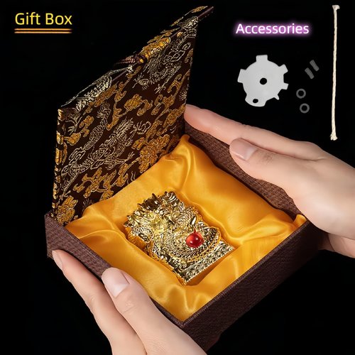 NINSI Refillable Kerosene Lighter - Vintage Dragon Design, Windproof Soft Flame Trench Lighter for Men & Women, Collectible Antique Gifts (Gold)