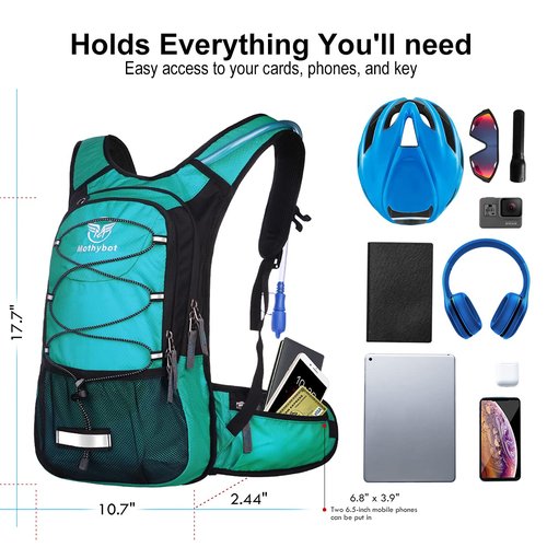 Mothybot Insulated Hydration Backpack Pack with 3L BPA Free Bladder, Water Backpack Compatible with More Bladder Models with Large Storage Lightweight Hiking Daypack with Waist Pouches