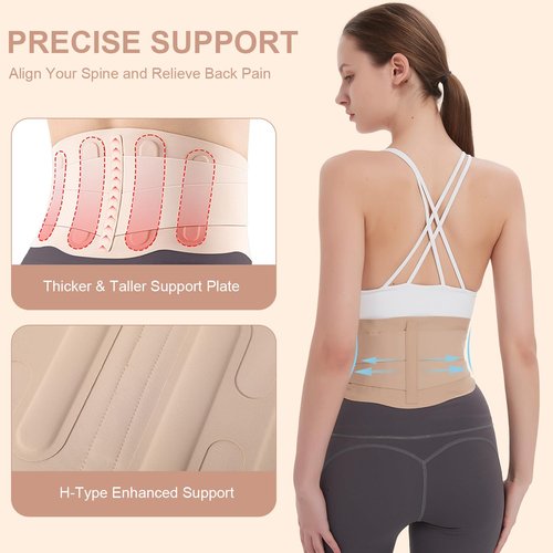 RANDY SUN Ultra Thin Back Braces for Women, Adjustable Lower Back Waist Support Wrap Under Clothes Compression Lower Lumbar Support Belt Breathable Brace, Medium