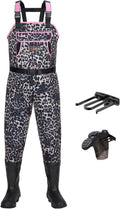 HISEA Women's Chest Waders - 4.5mm Neoprene Leopard Print - Insulated Waterproof Fishing Gear