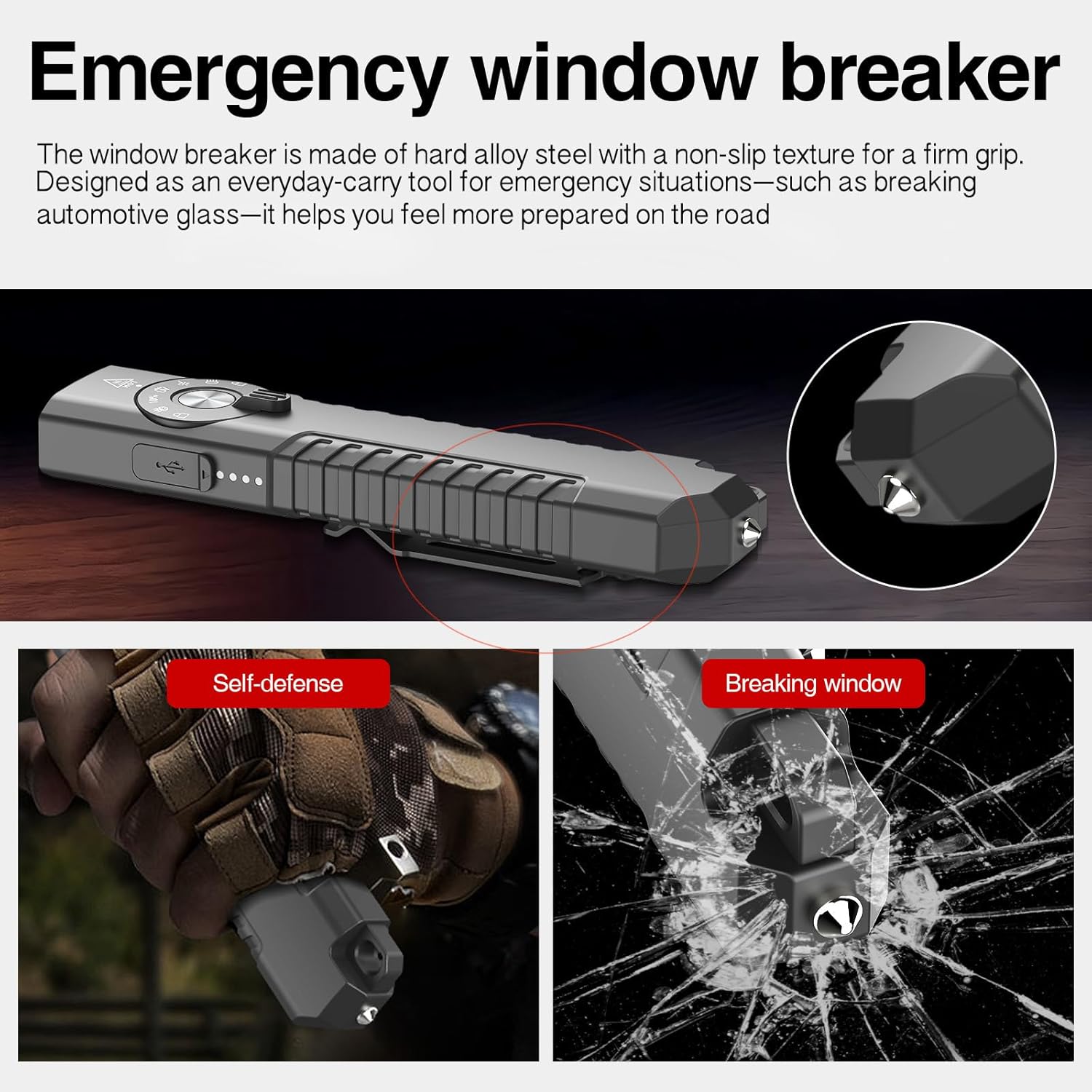 Solofish 1400-Lumen EDC Flashlight - 5-in-1 Portable LED with UV, Green Light & Strobe Function