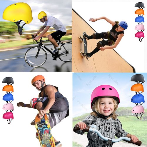 Besmall Adjustable Skateboard Skate Helmet with Protective Gear Knee Pads Elbow Pads Wrist Pads for Youth Outdoor Sports, BMX, Skateboard, Scooter, Bike, Roller, Kid's Protective Gear Set Black L