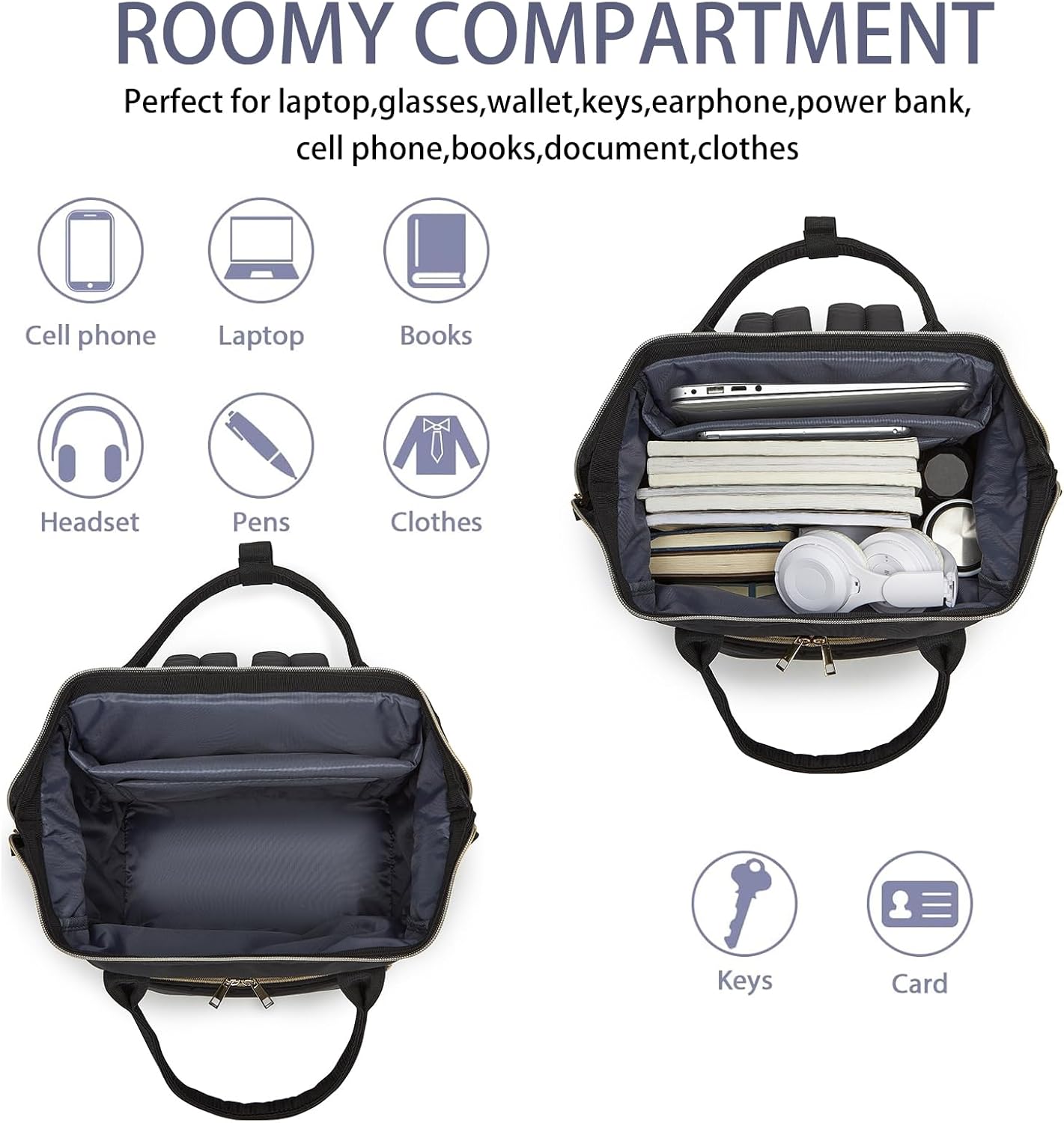Seyfocnia Gym Backpack for Women - Lightweight Sports Bag with Shoe Compartment | Black