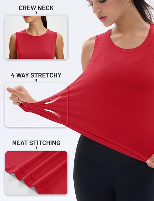 MAGCOMSEN Women's Cropped Workout Tank Top - Quick Dry, Sleeveless, Loose Fit for Yoga & Gym
