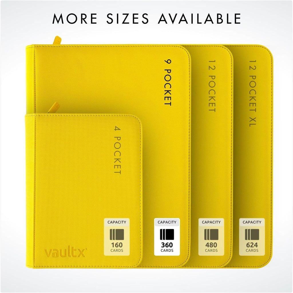 Vault X 9 Pocket Trading Card Zip Binder - Premium Exo-Tec Material, Holds 360 Cards | Yellow