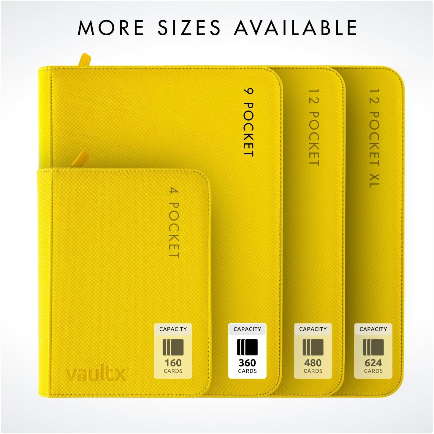 Vault X 9 Pocket Trading Card Zip Binder - Premium Exo-Tec Material, Holds 360 Cards | Yellow