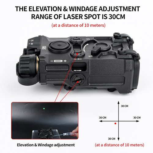Airsoft Tactical Aiming Laser Sight, 8 Modes with Green Laser + IR Laser + Withe LED Flashlight, Fit for 20mm Picatinny Rail CQB GBB