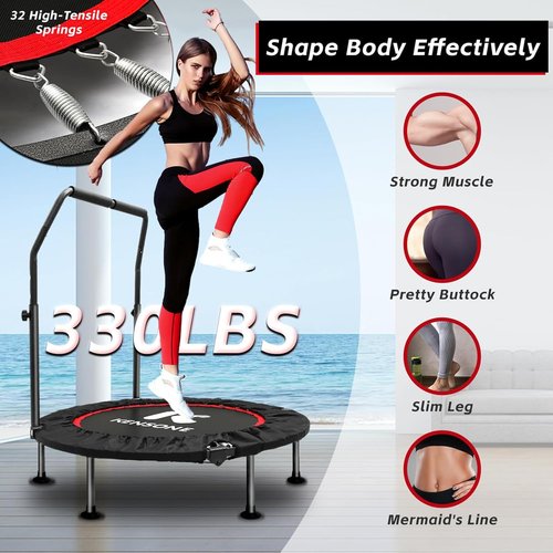 KENSOINE Foldable Mini Trampoline - Indoor Fitness Rebounder for Kids & Adults | Max Load 450 lbs