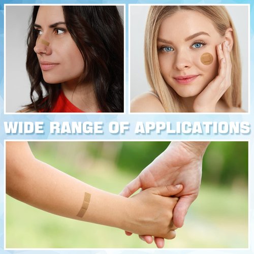Weewooday 300 Pcs Small Bandages - Bulk Nose Bandages, Fabric, Adhesive, Flexible, Breathable - 0.34 x 1.6, 0.87, 0.94, 1.06, 1.38, 1.5 Inch