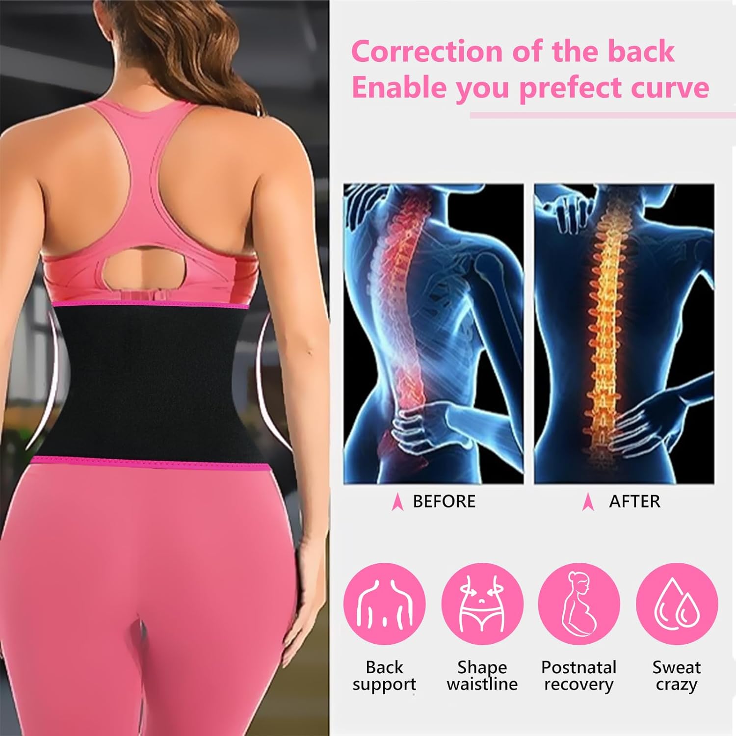 Skiennix Waist Trainer for Women - Effective Lower Belly Fat Reduction | Comfortable Sweat Band