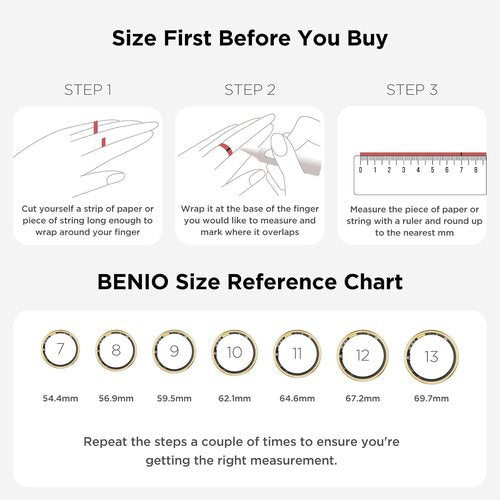 BENIO Gen 2 Smart Ring - Fitness Tracker with Step, Sleep, Blood Oxygen & Heart Rate Monitor | Size 8.5, Gold