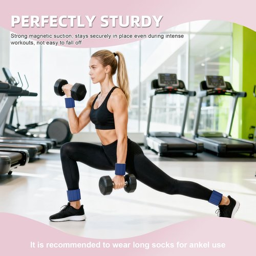 Magnetic wristband, weight-bearing training, adjustable wrist ankle weight band, detachable fitness equipment, small and portble muscle training, 1.1lbs and 2.2lbs (blue&yellow, 2.2LBS)