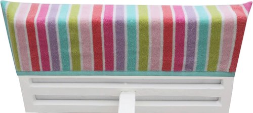 COTTON CRAFT Pool Lounge Chair Cover | 2-Pack Dobby Terry Stripe Soft Cotton Towel - Oversized 32" W x 82" L x 7" Pocket - Pink Multi