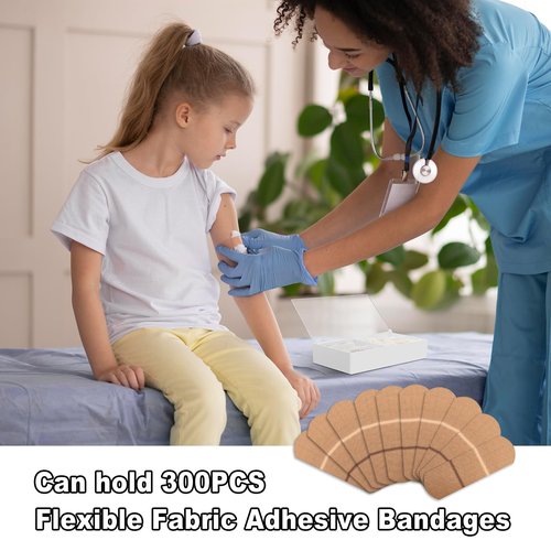Beautyflier Organizer Case for Band-Aid Flexible Fabric Bandages, Acrylic Holder for First Aid Bandage, Storage Box for Cotton Swab, Pills, Paper Clips, Flip Cover - Anti-Dust, Case Only (White)