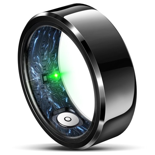 RIFESI Smart Ring for Women Men, Fashion Minimalist Fitness Ring & Sleep Tracker Ring with Heart Rate, Blood Pressure,5ATM Waterproof Health Ring,Gifts for Women Men Gift,No Subscription (Black,12)