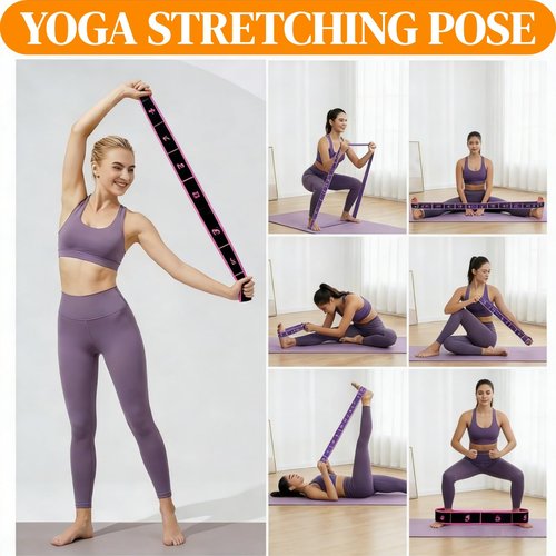 Fitness Resistance Band for Stretching and Yoga, Number Stretch Resistance Band with Clear Markings, 8-Section Elastic Training Bands (3Psc)