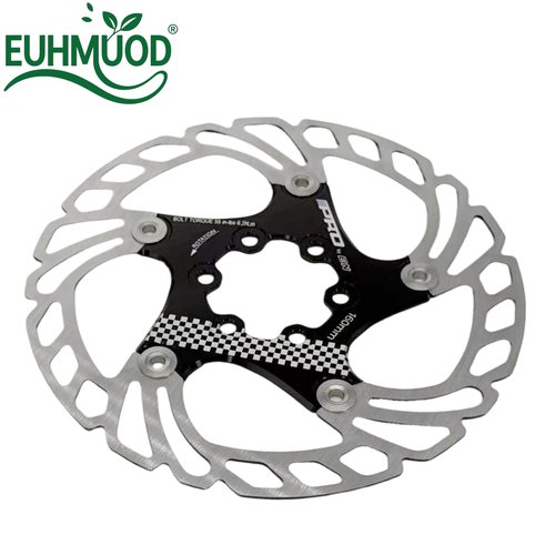 EUHMUOD 160mm Floating Disc Brake Rotor with 6 bolts, Stainless Steel Bicycle Disc Brakes Rotors Replacement for Mountain MTB Road Bike E-Bike BMX, Anti-Squeal Design 160mm Disc Brake Rotor(Black)