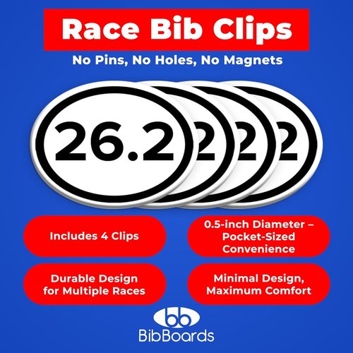 bibSNAPS Race Bib Clips - Safety Lock Fasteners - Secures Running, Marathon, Cycling, and Event Numbers, Non Magnetic, Easy to Use, Soft & Reusable, Replacement for Pins & Magnets - 26.2