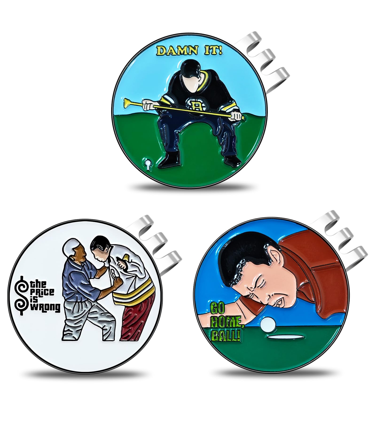 Ugotit Happy Gilmore Golf Ball Marker with Golf Ball Marker Hat Clip, Magnetic Golf Ball Marker for Putting, Ball Marker Hat Clip Golf Accessories, Women & Men’s Golf Gifts