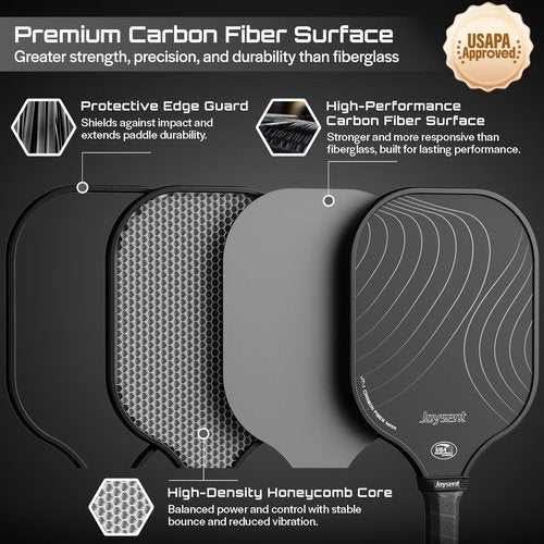 Joysent Pickleball Paddles Set, USAPA Approved Carbon Fiber Pickleball Set of 2 with Pickleball Rackets and Indoor Outdoor Pickle Balls, Beginner Pickleball Paddle for Adults Men Women, JT-1